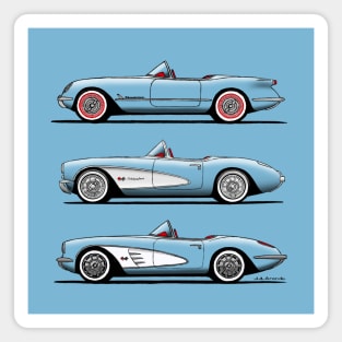 My drawings of the first classic American sports cars Magnet